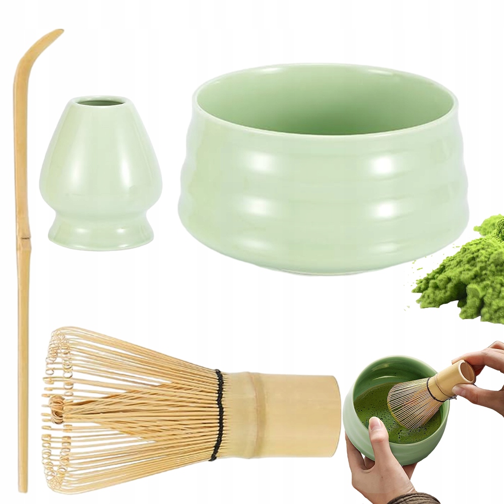 Levně Sada Matcha S Bambusovou Metlou A Keramickou Miskou, Praktická Lžička