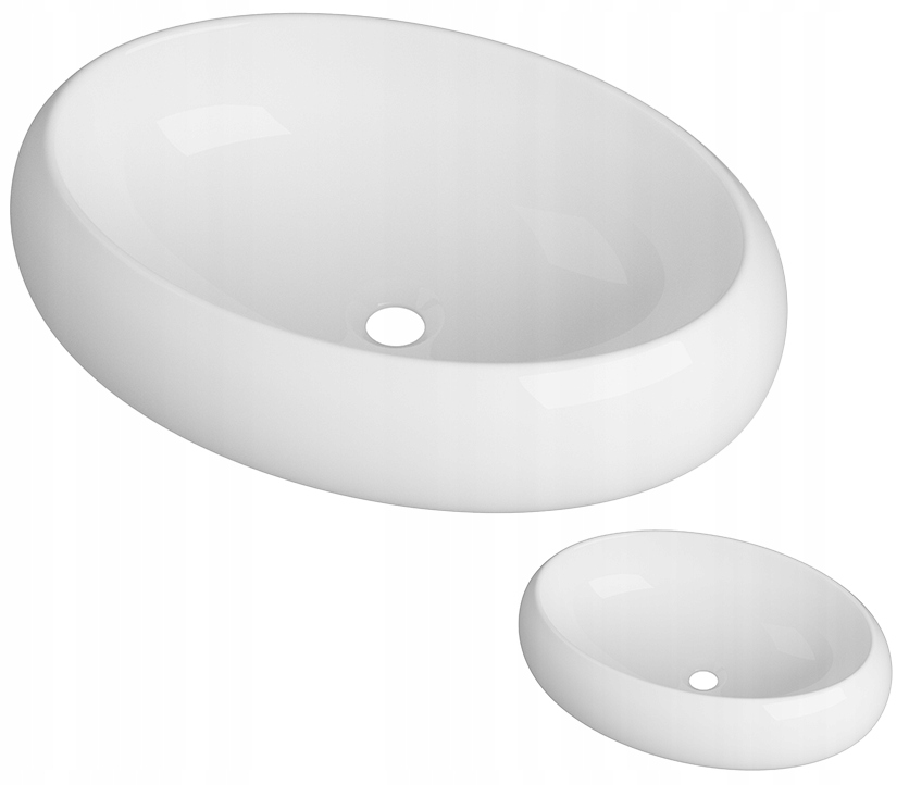Oválna Umývadlo Na Dosku Biela Keramická Kúpeľňová 61x41,5 Na Dosku Ovelo