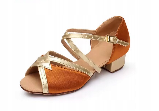Buty Do Tańca R 32 Latino 20,5 CM Dziewczęce Beżowe Złote 393