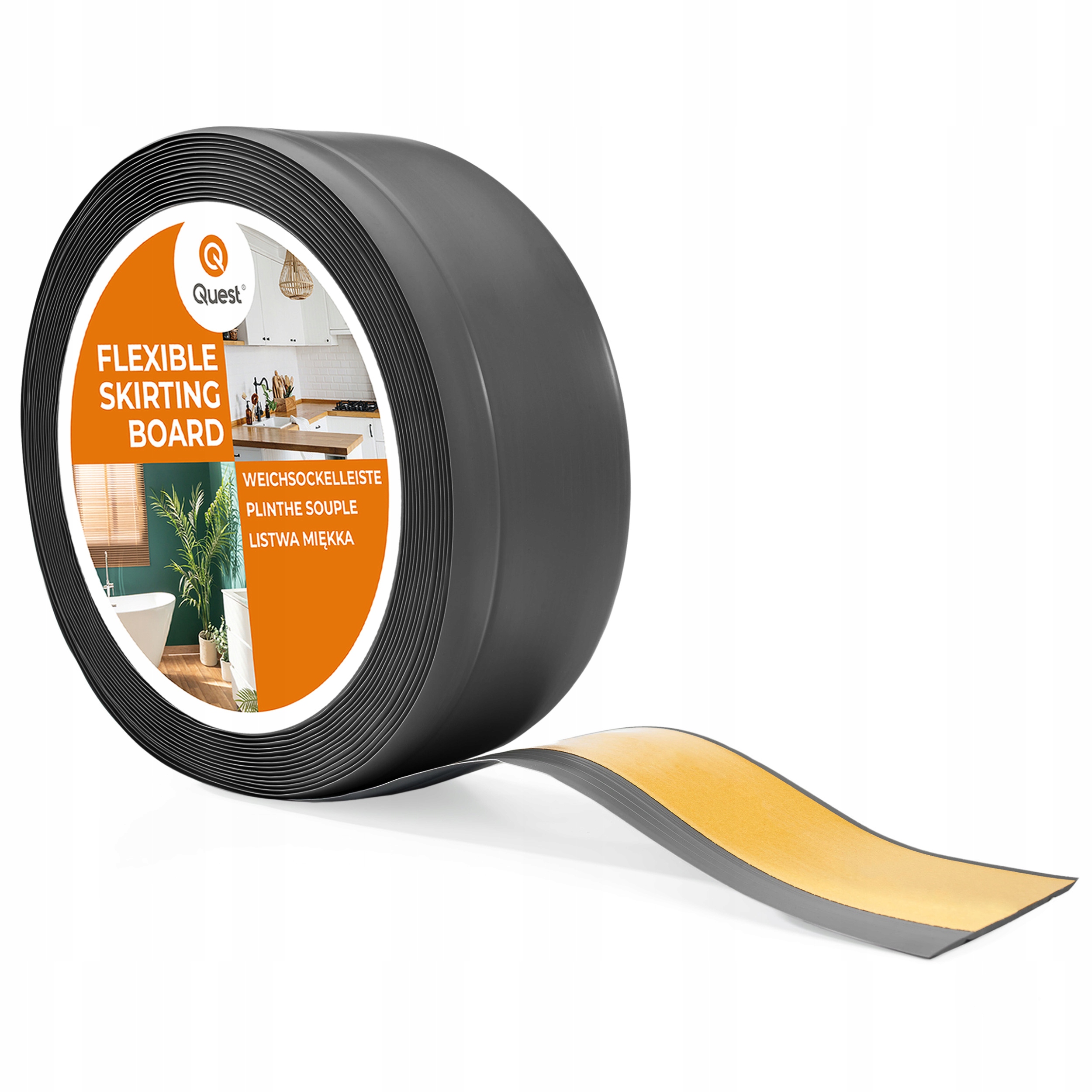 Pvc podlahová lišta samolepicí soklová 70x20 mm tmavě šedá, 10 m