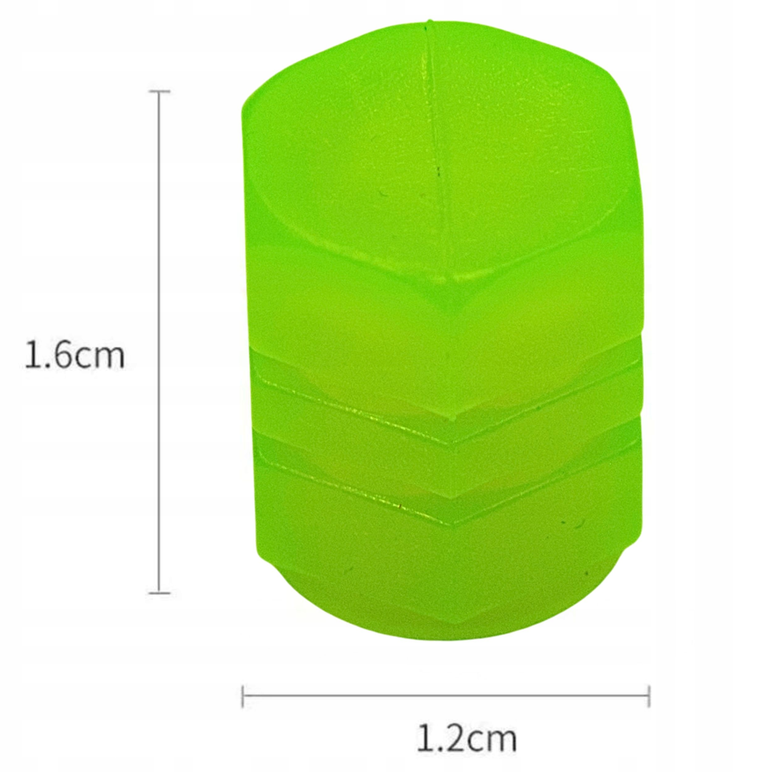 NAKRĘTKI NA WENTYLE ŚWIECĄCE FLUORESCENCYJNE DO KOŁA ROWERU SAMOCHODU 2SZT Kolor dominujący odcienie zieleni