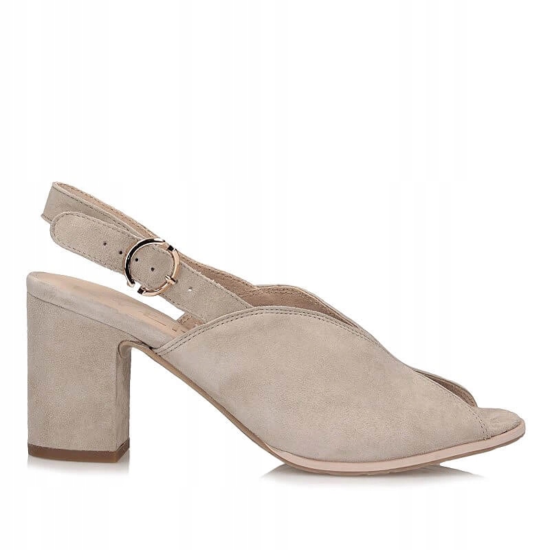 Klasické béžové dámské sandály na podpatku Ryłko 7NG29_R_ _9TE B001-6