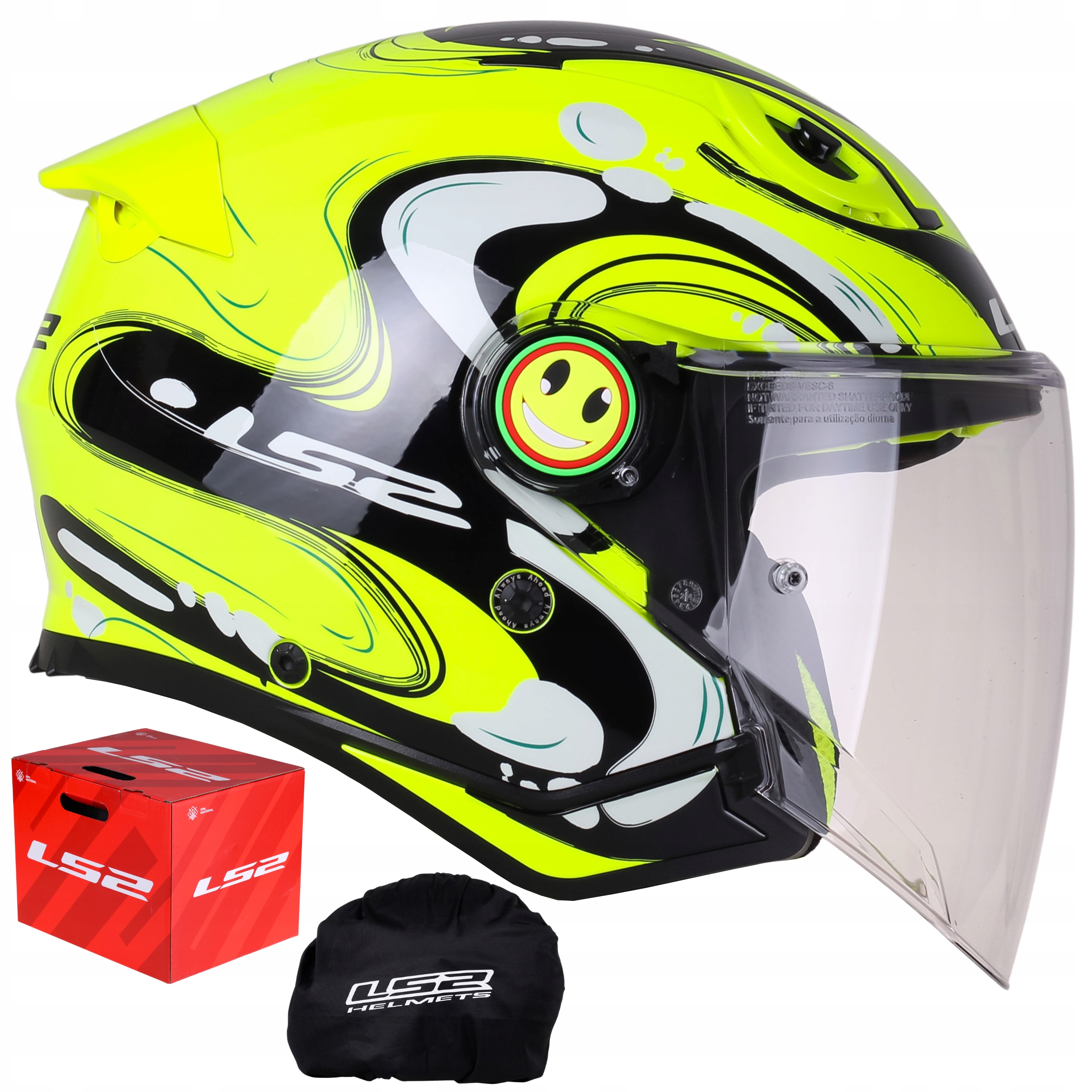 Kask dla dziecka Otwarty Motocyklowy Kid LS2 OF622 Funny II Glup Yellow Jet