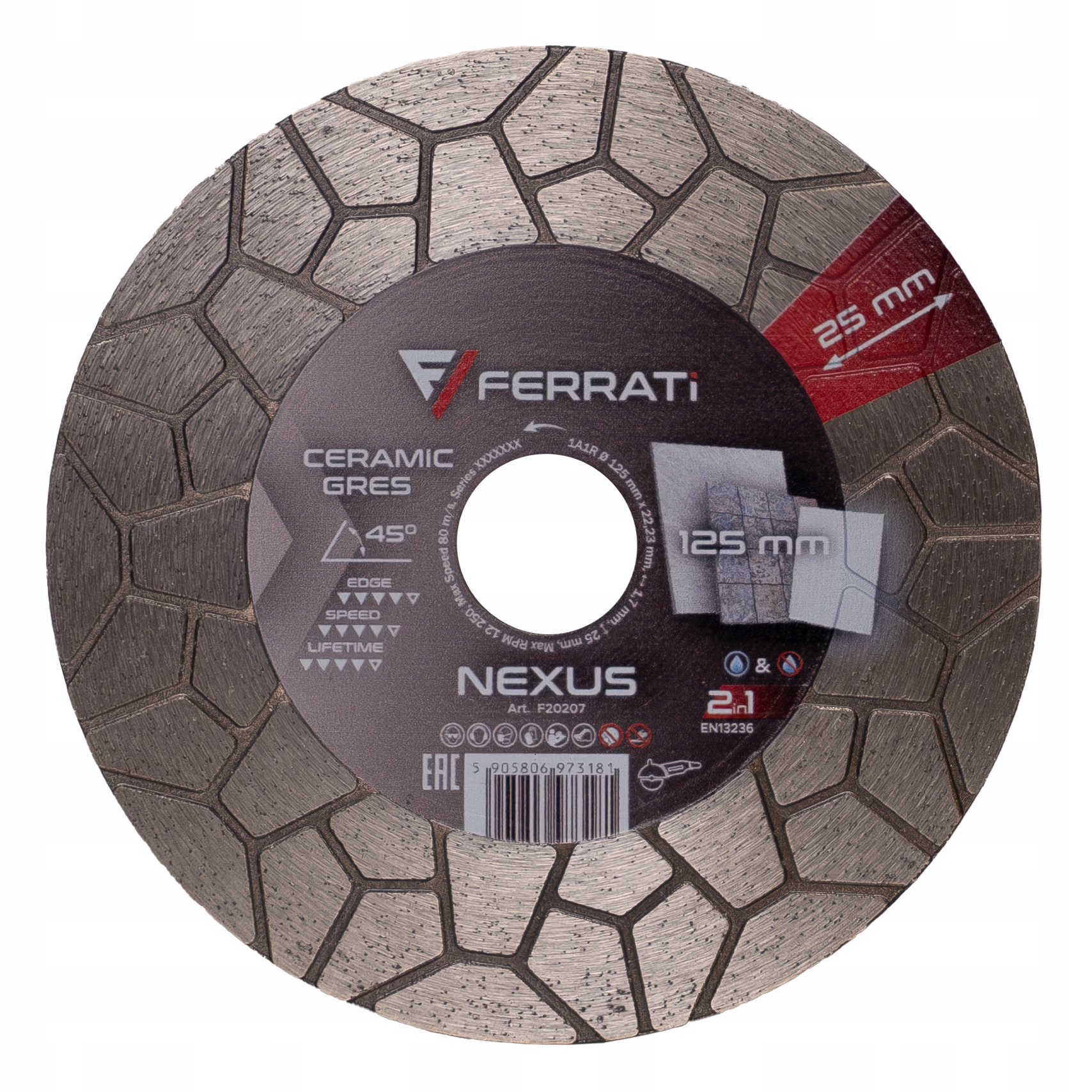 Ferrati Tarcza diamentowa tnąca i szlifująca 125mm x 22,23mm Nexus