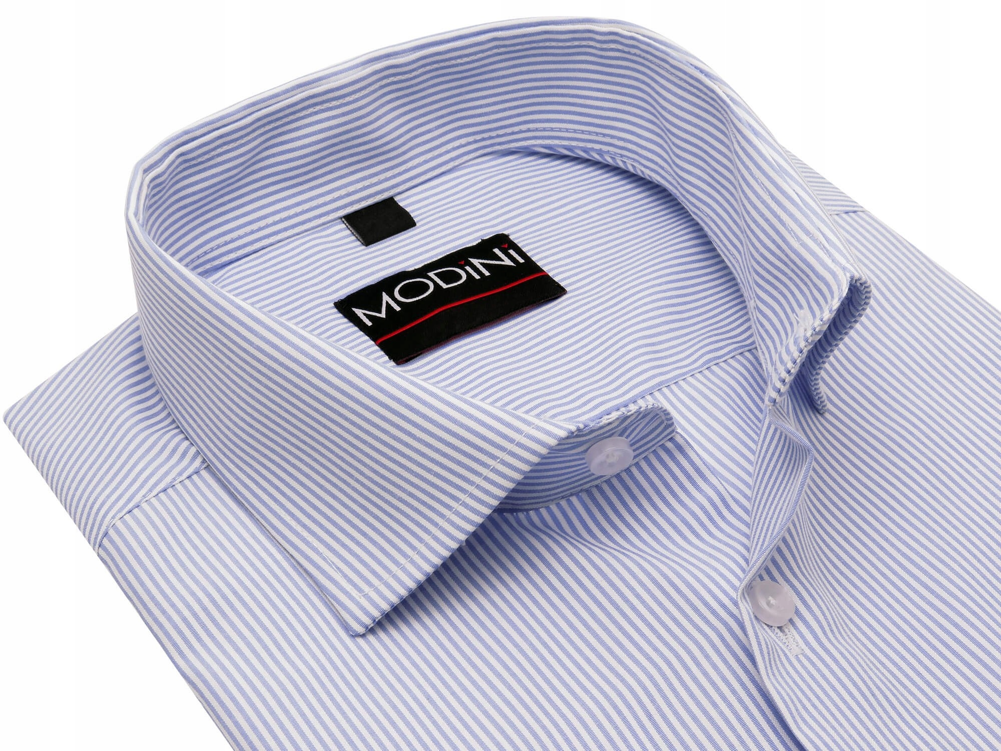 Biało-błękitna koszula męska w prążki Modini A60 176-182 44-Regular