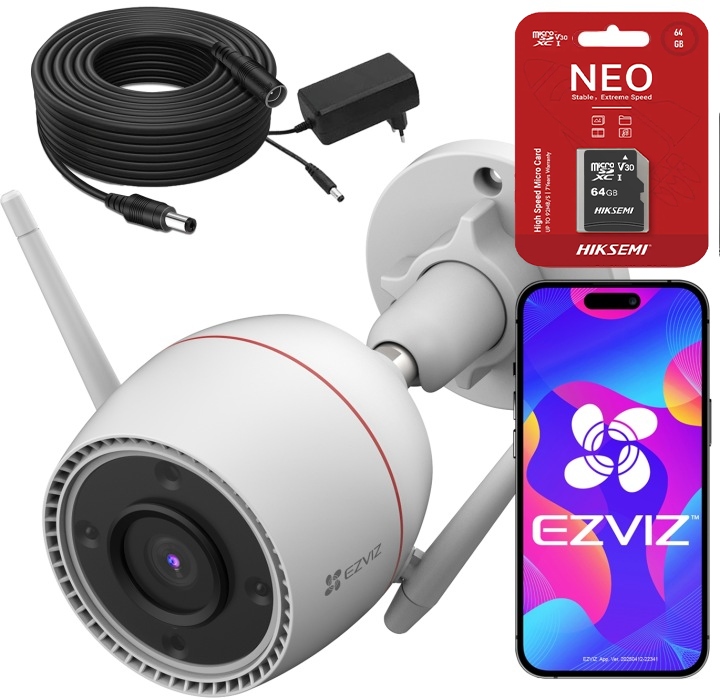 Venkovní WiFi kamera Ezviz H3c 5MPx 3K Detekce pohybu 10 m kabelu a 64 Gb