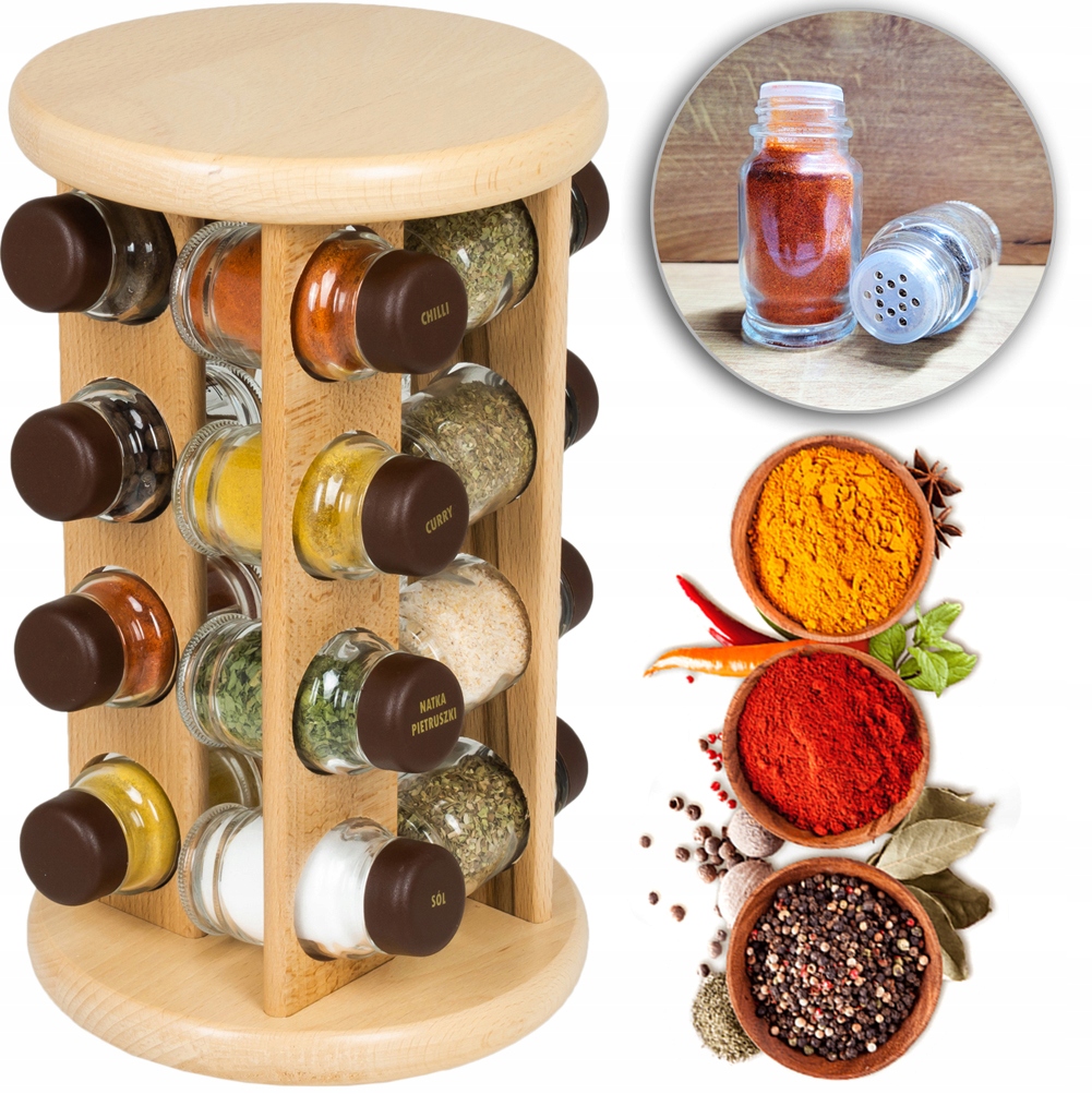 Kořenka Otočný Stojan Na Koření Sada 16 Ks