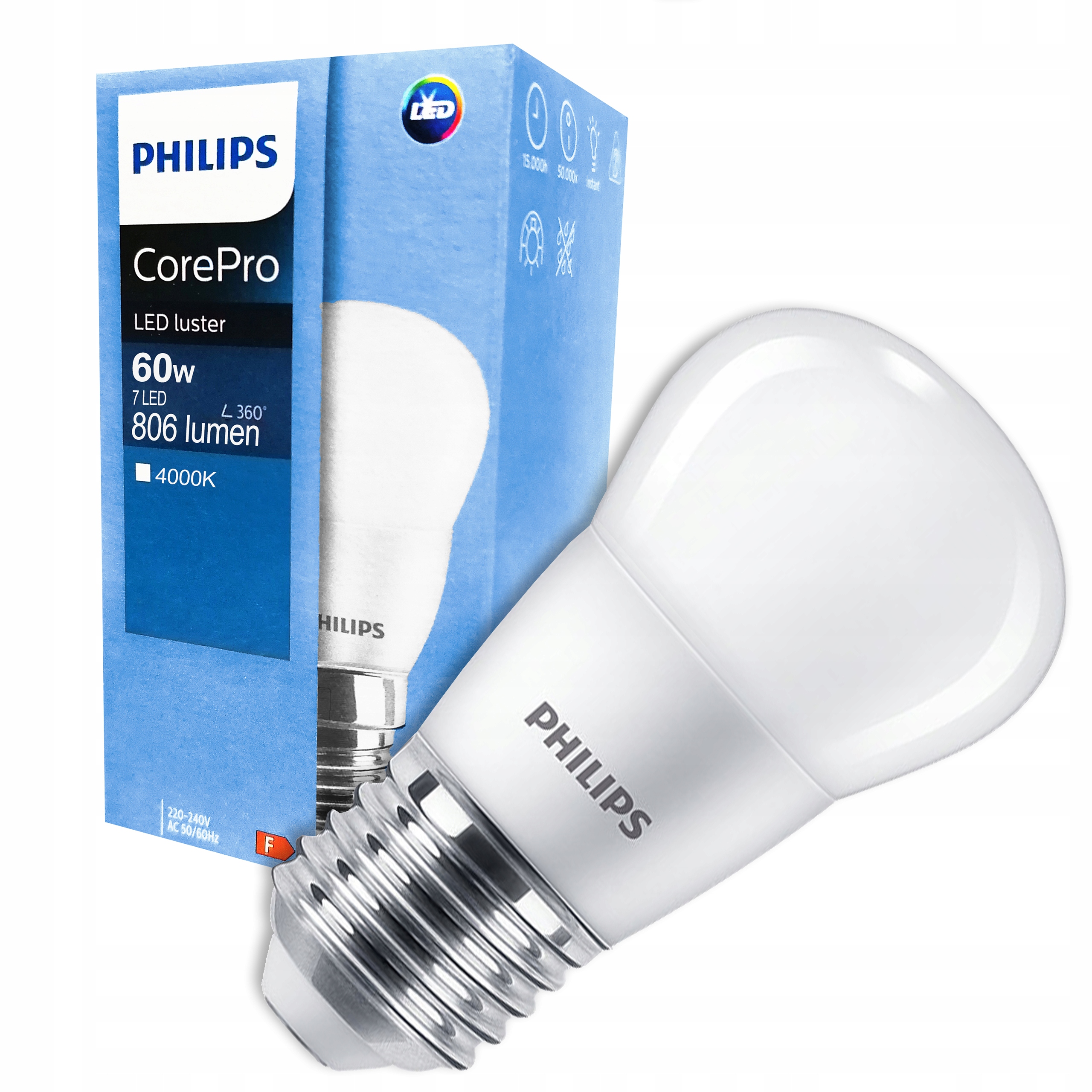 

Żarówka Led E27 P45 7W 4000K CorePro Kulka Philips