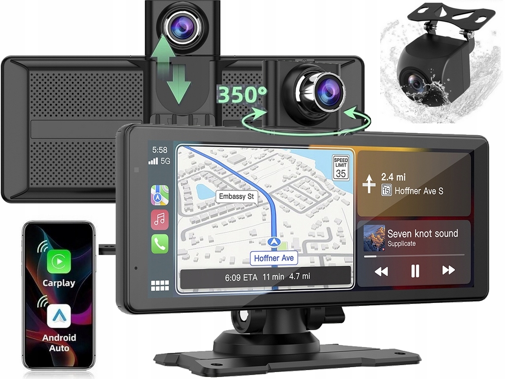 Tablet multi 2w1 Wideorejestrator Kamera Cofania radio Nav CC250 CarPlay 8"