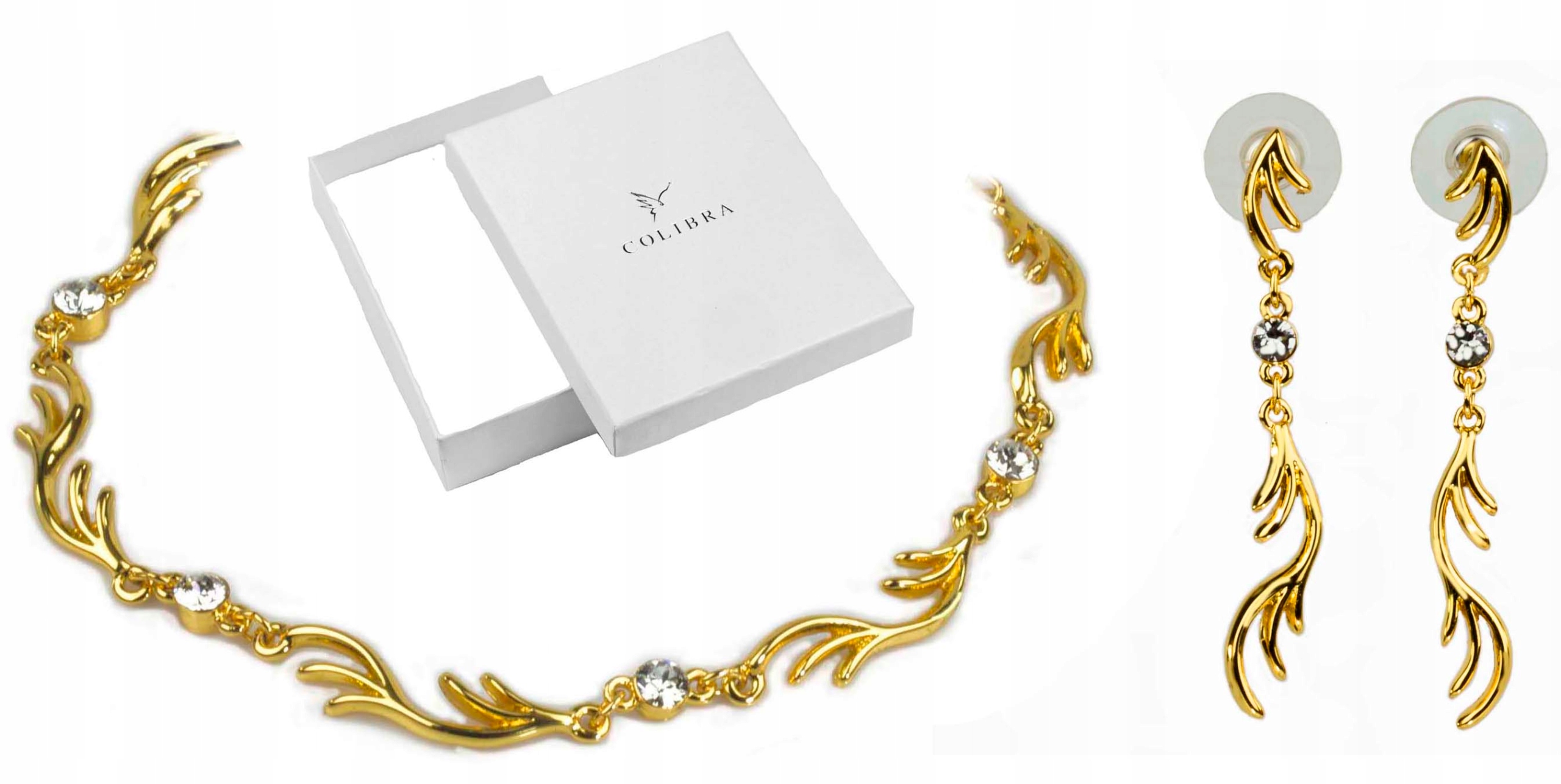 Výjimečný Komplet Zlatých Šperků S Motivem Větvičky Kolia A Náušnice