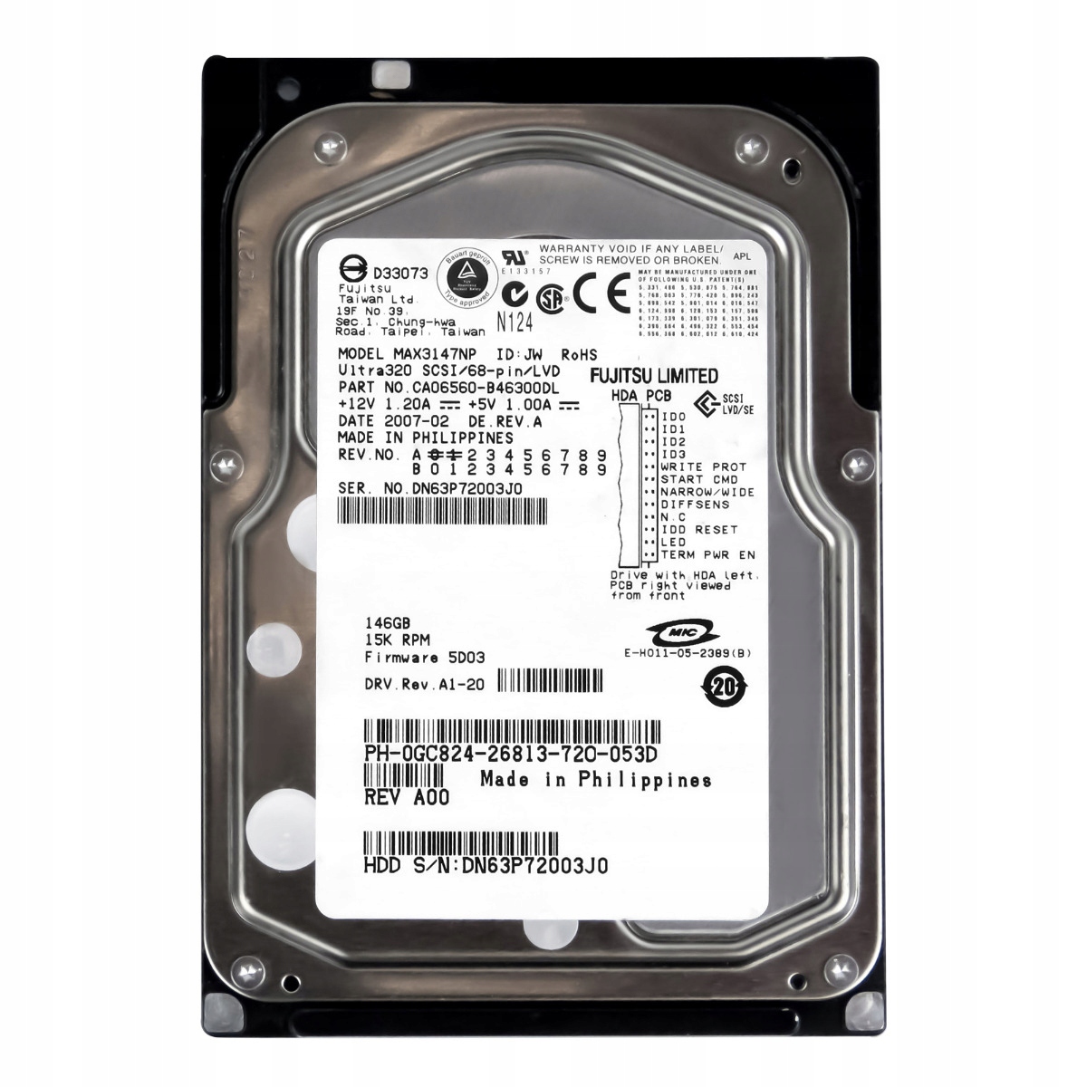 Dell 0GC824 146GB 15K 8MB Scsi U320 3.5'' MAX3147NP