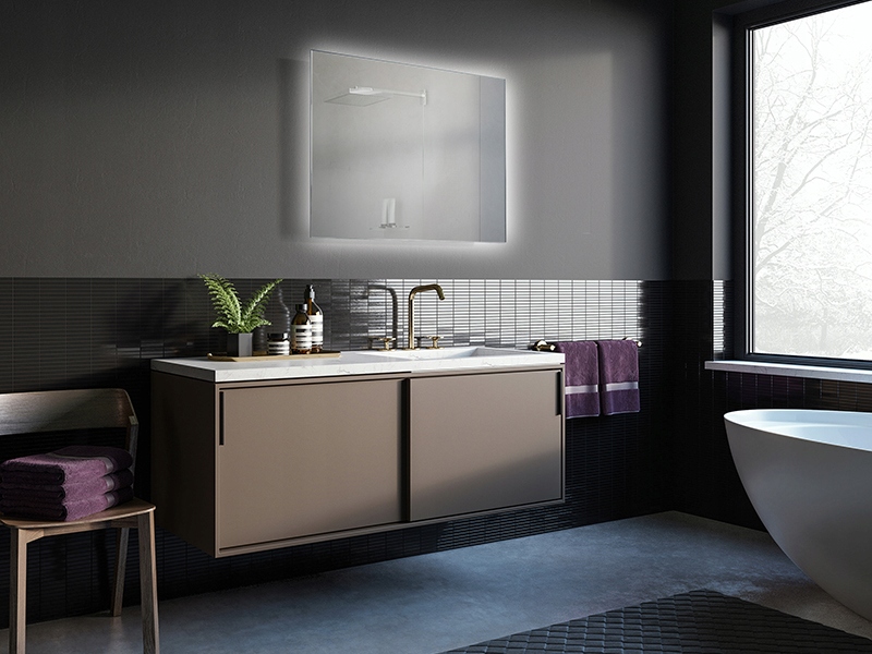 LUSTRO ŁAZIENKOWE OŚWIETLENIE SHINE LED RUKE 80X60 Marka Ruke