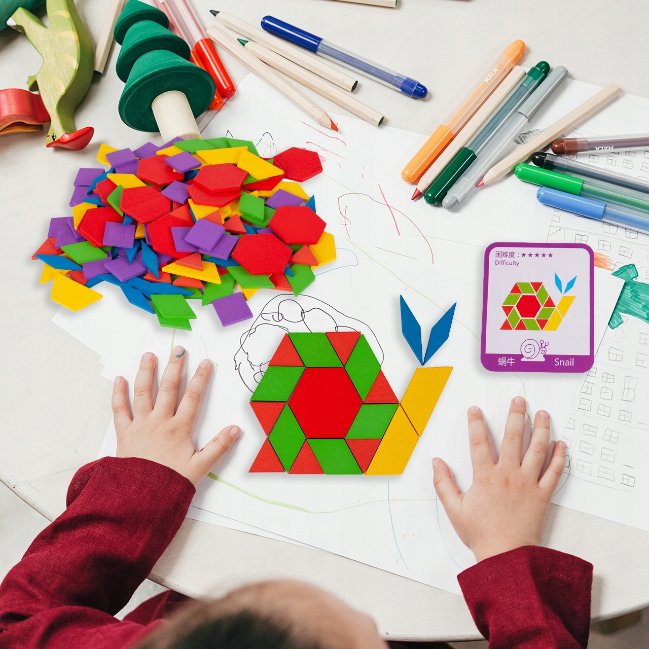 НАВЧАЛЬНИЙ ПАЗЛ MONTESSORI WOODEN BLOCKS Бренд MalPlay