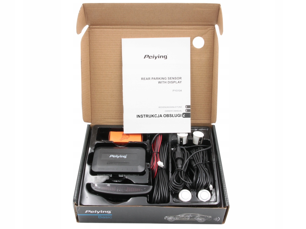 4 CZUJNIKI PARKOWANIA BIAŁE WYŚWIETLACZ LED BUZZER Model 1234