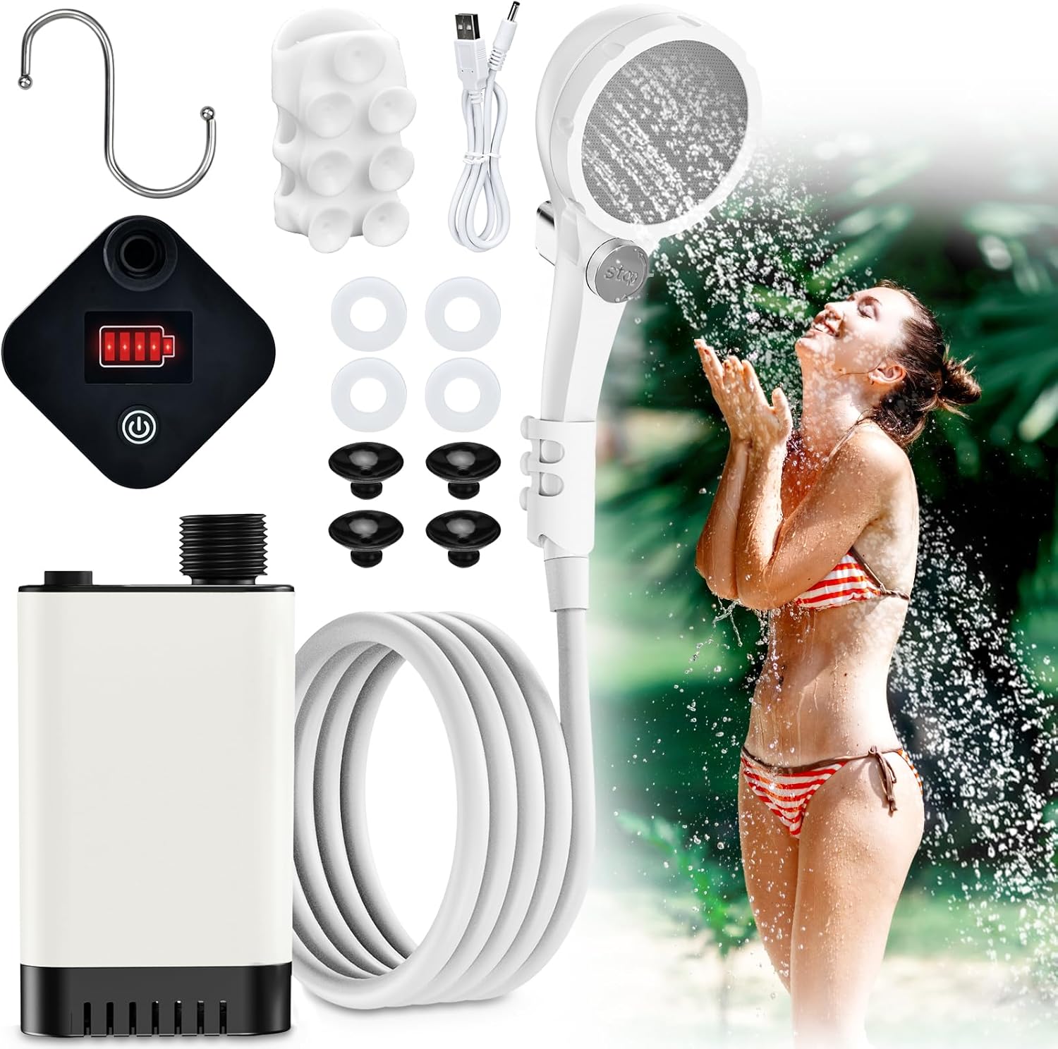 Přenosná Kempingová Sprcha S Odnímatelnou Základnou Pro Mytí Auta