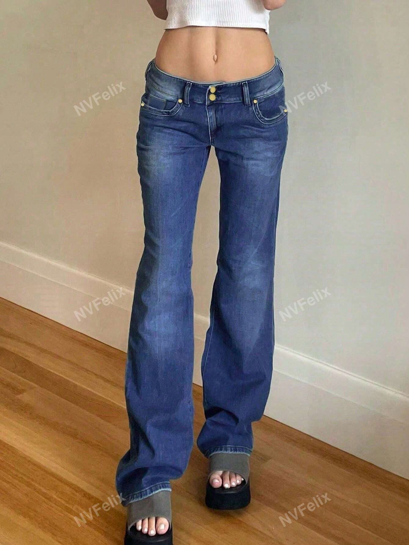 Džíny Zvony S Nízkým Pasem, Modré, Nvfelix, Velikost 38