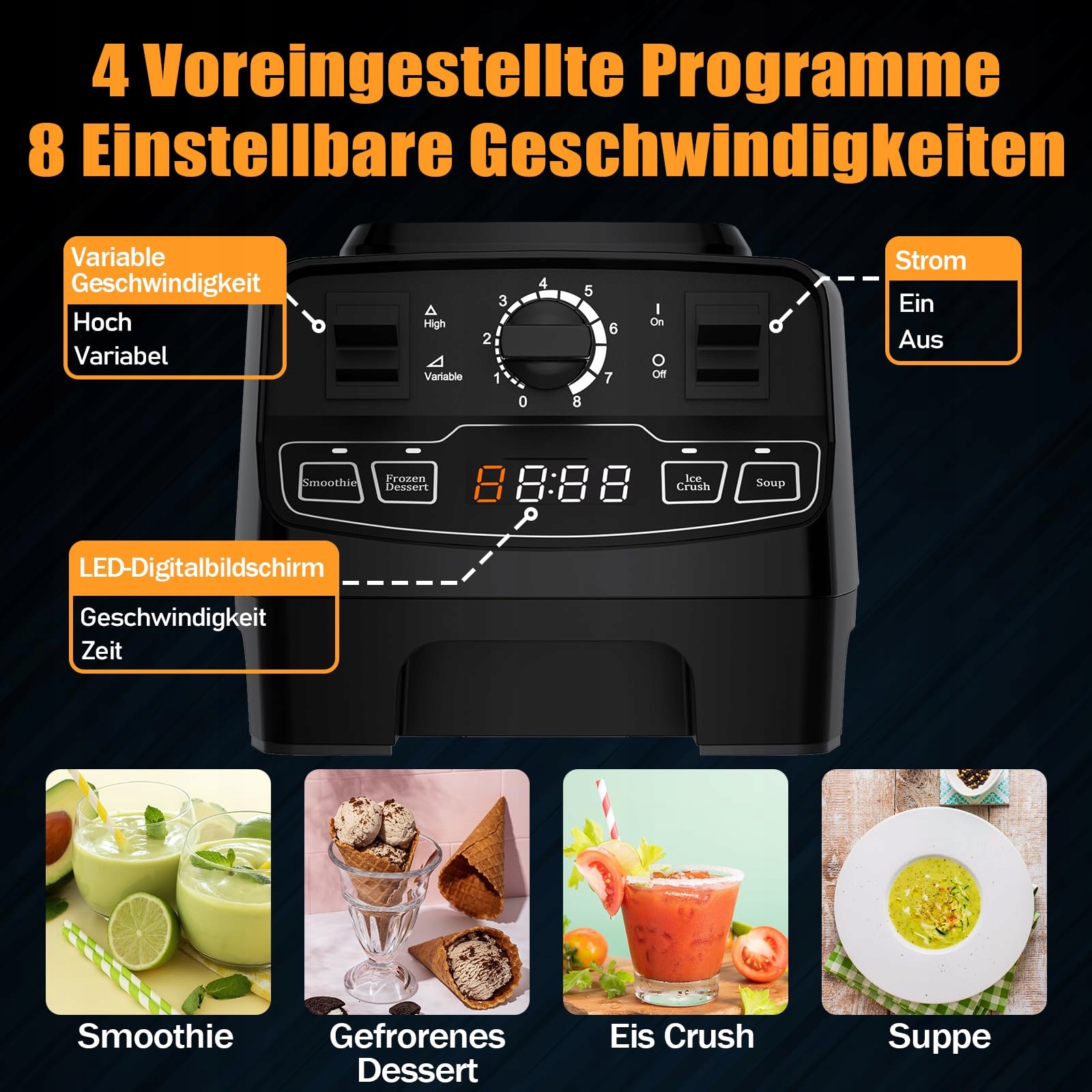 ENFMAY Mikser 7w1 2000W 2L Automatyczne Czyszczenie 8 Prędkości Smoothie — miniatura 2