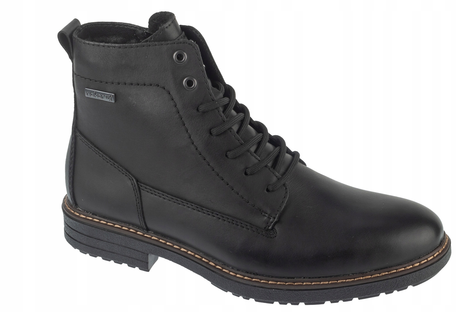 Rieker Kožené Boty [42] Pánské kožené Kotníkové Boty černé