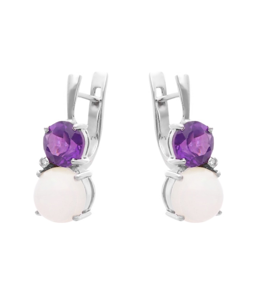 Stříbrné náušnice Ag Opal 3226-E-OPCAB-WP