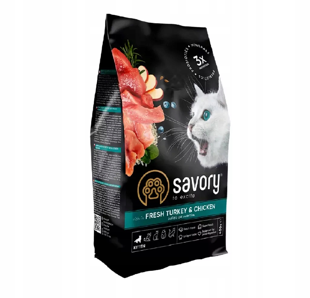 Savory Karma Sucha Dla Kociąt Z Kurczakiem I Indykiem 2 Kg