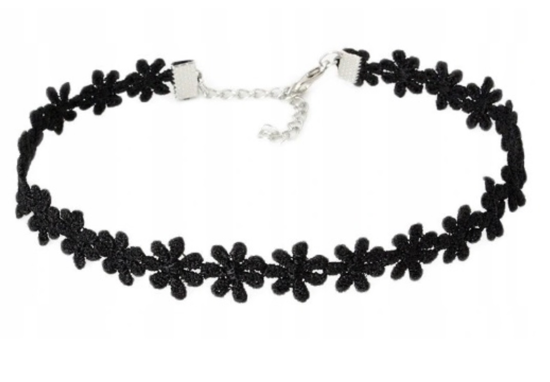 

Czarny Koronkowy Naszyjnik Choker Tasiemka