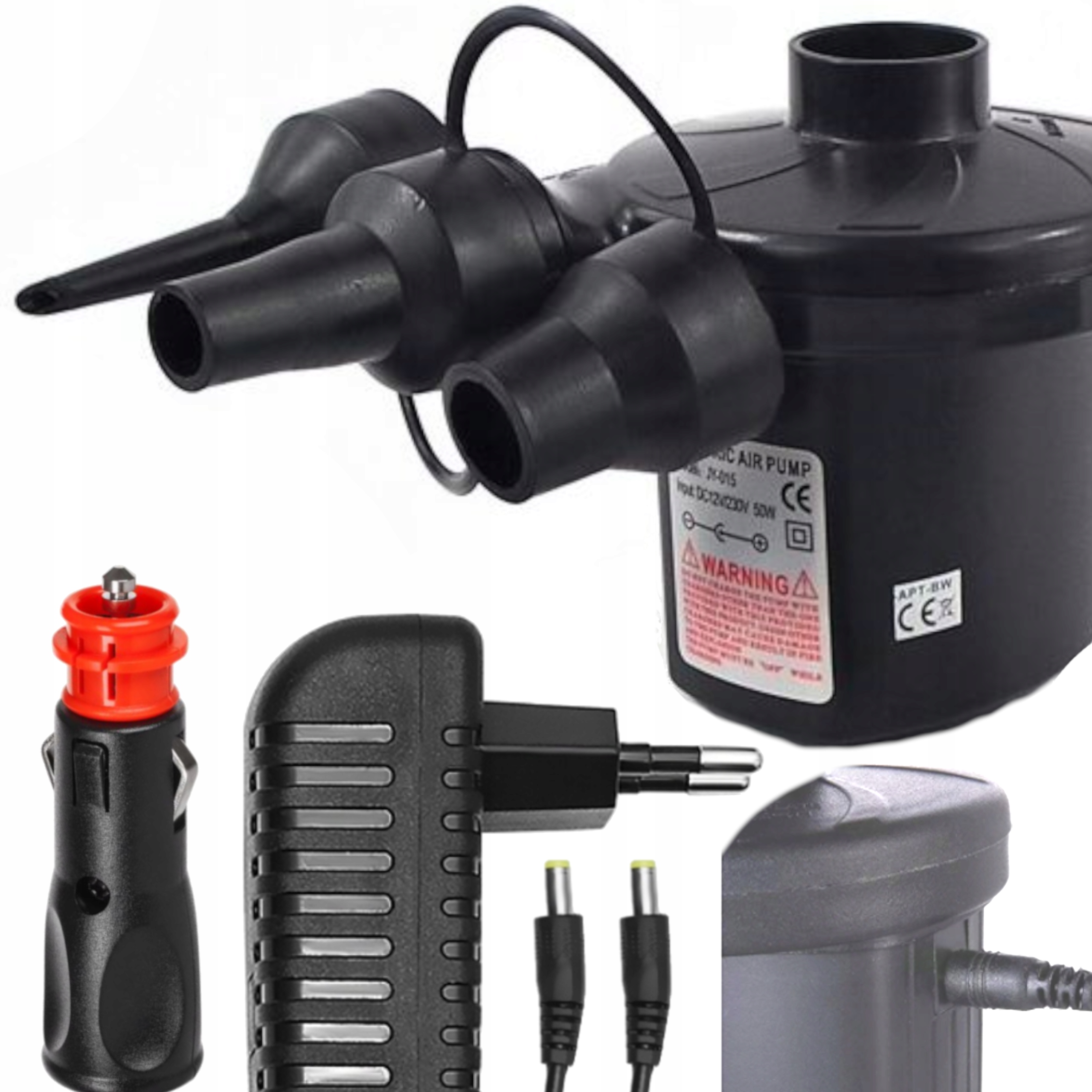 Pompka Elektryczna Do Piłki Materaca 12V/230V Końcówki