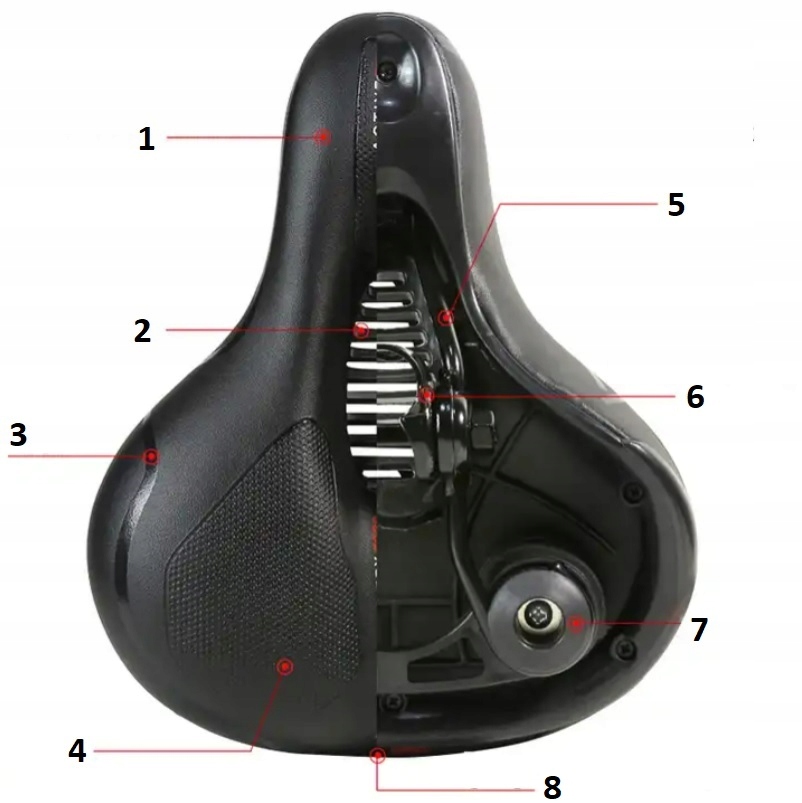 SIODEŁKO ROWEROWE DAMSKIE MĘSKIE SIODŁO ROWEROWE DO ROWERU Z AMORTYZATOREM Szerokość 20 mm