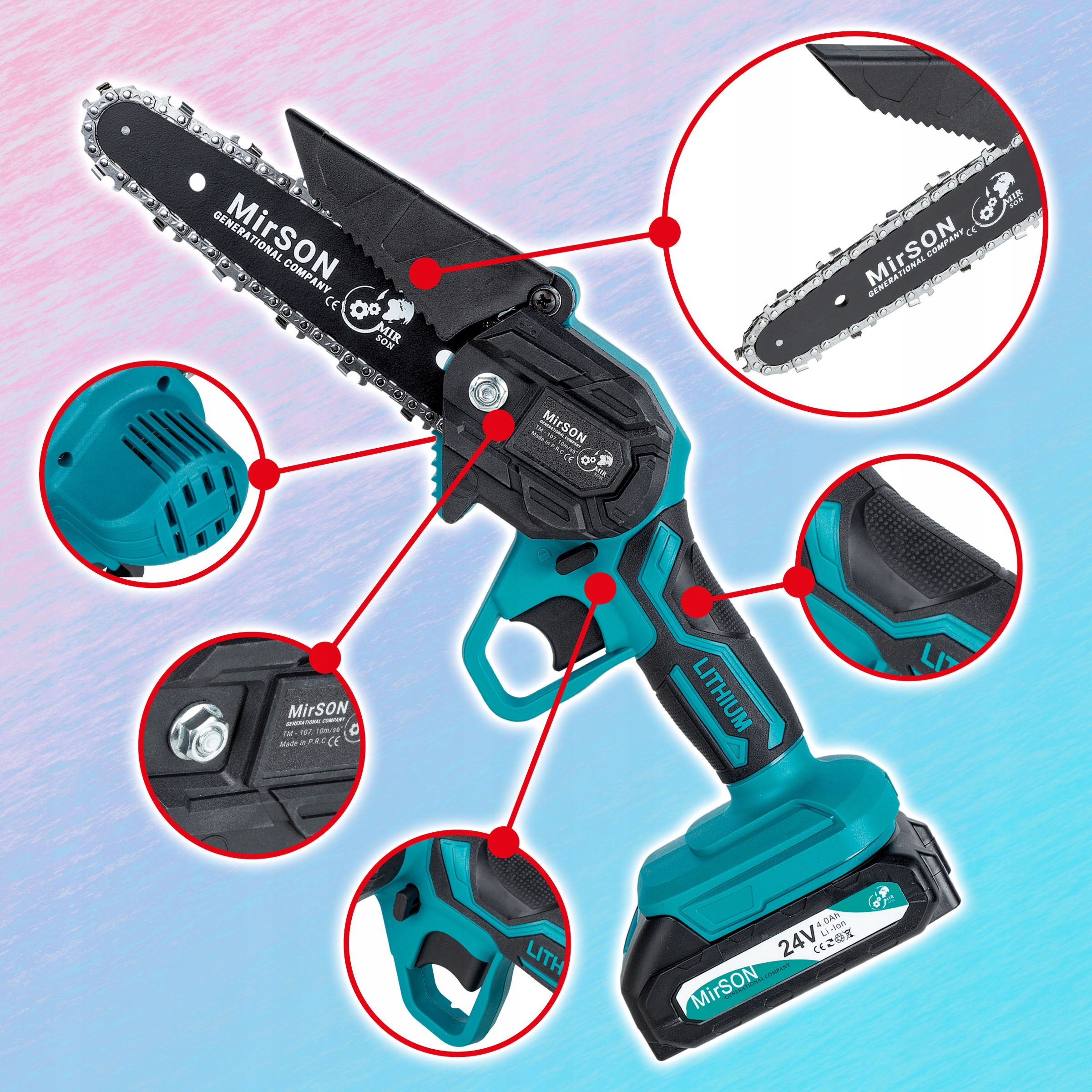 PIŁA ŁAŃCUCHOWA AKUMULATOROWA 6"PILARKA DRZEWA 2AKU ZESTAW galeziowka ogrod Marka AL-FA