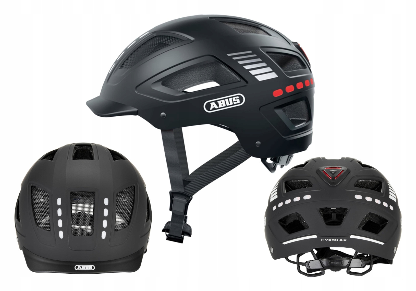 Cyklistická Přilba S Osvětlením Abus Hyban 2.0 Led Unisex Černá Matná 58-63 XL