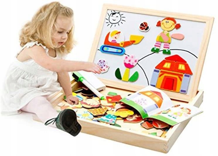 

Kreatywna Tablica 3w1 Drewniana Układanka Farma