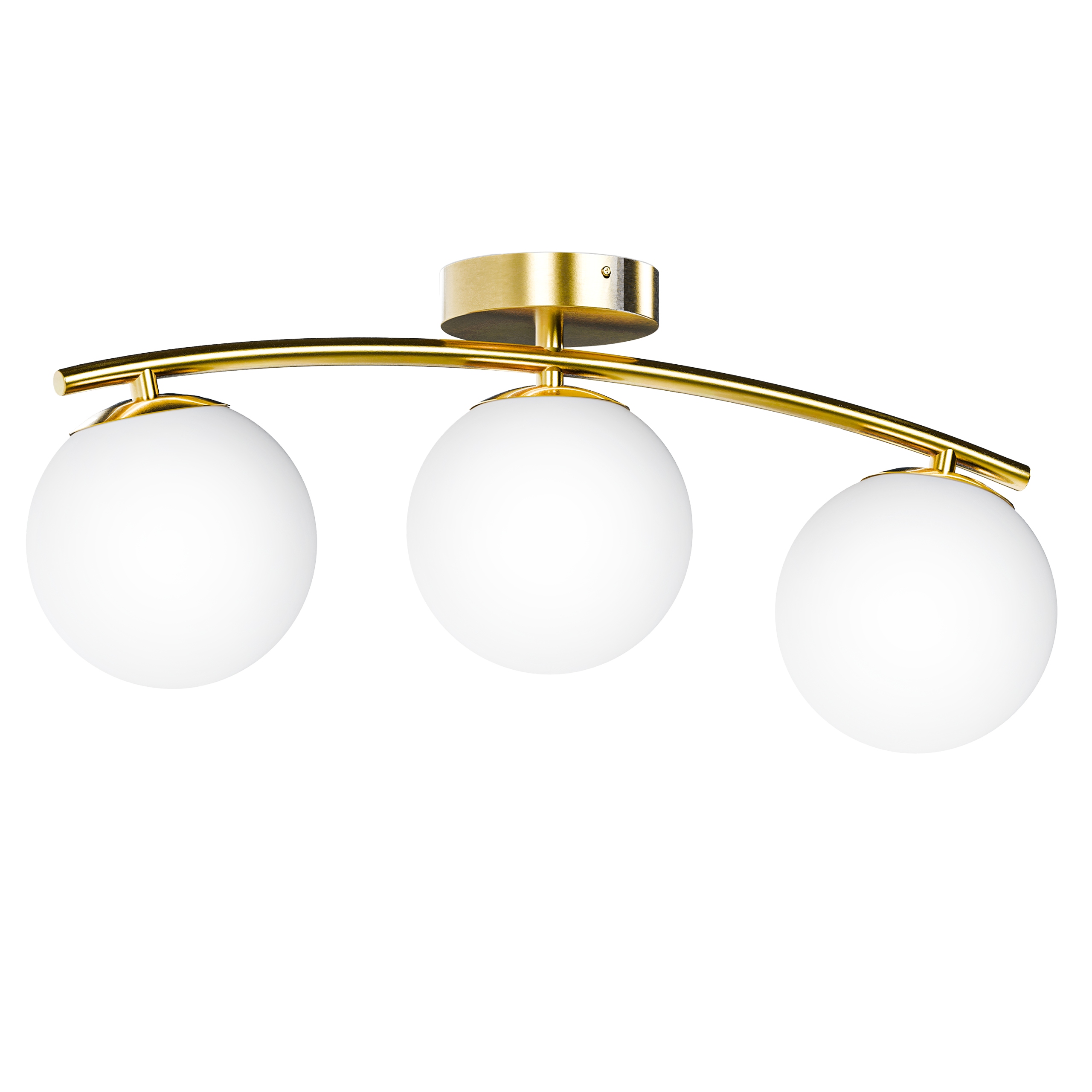 Zlatá Závěsné Stropní Svítidlo Led 3X G9 Lustr Bílé skleněné koule Obývací pokoj