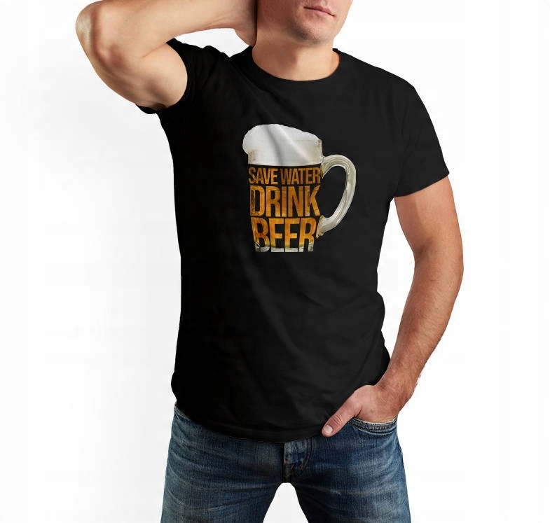 

T-shirt męski Save Water Drink Beer, czarny L