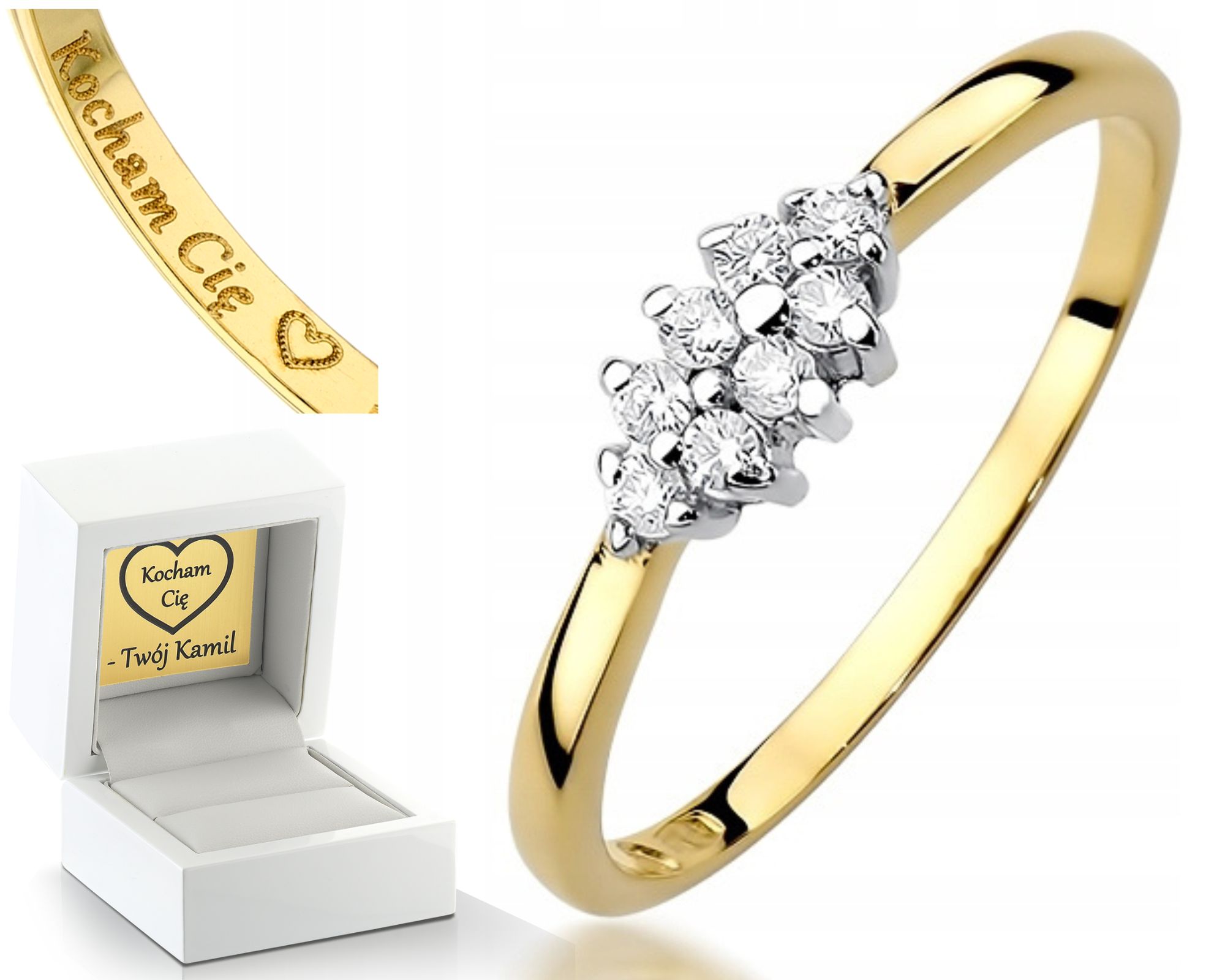 Zlatý Prstýnek S Brilianty Gravírování Bonus 585 Zlato Jako dárek