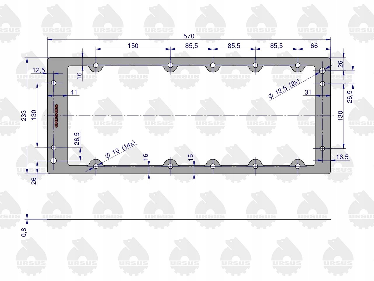 Uszczelka korpusu tylnego mostu górna krążelit 0.8mm C-330 URSUS 50013060U EAN (GTIN) 5902287137309