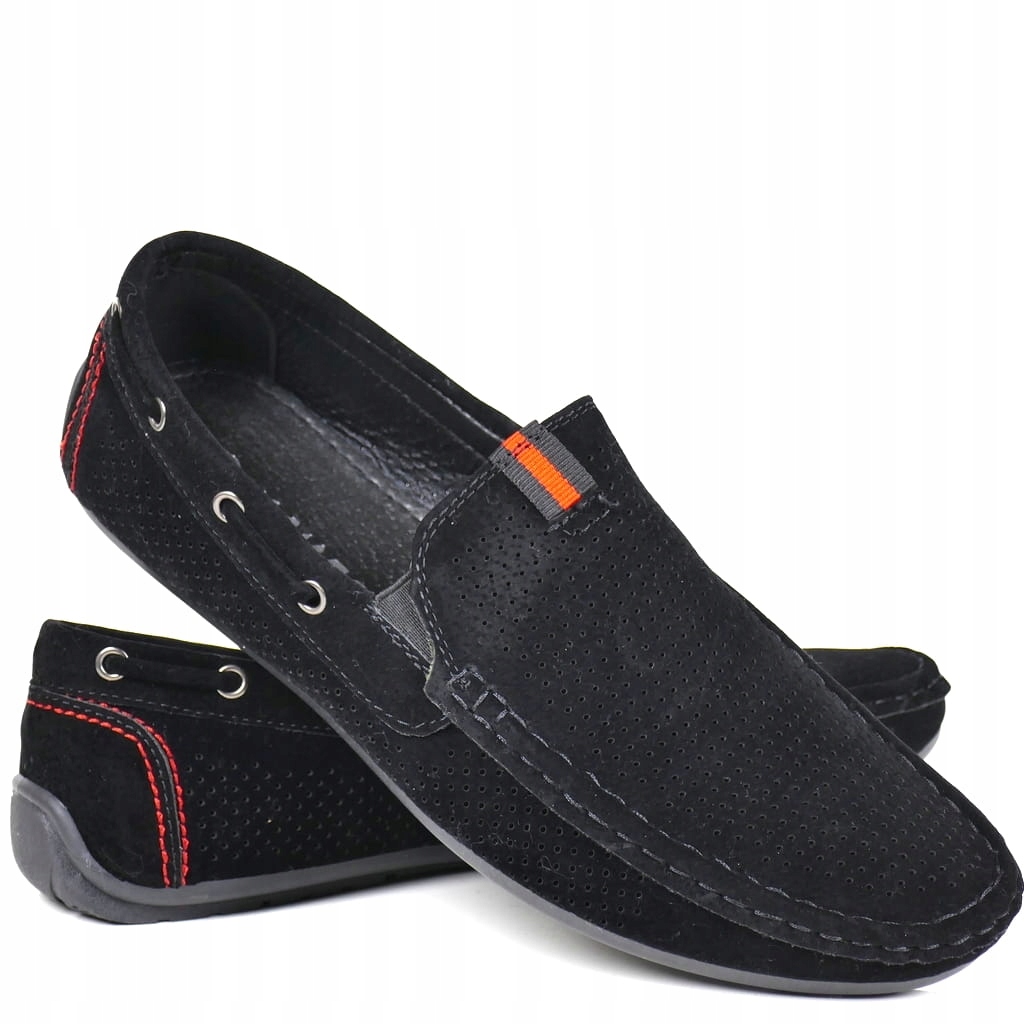 Pánské Mokasíny Ažurové Polobotky Černé Semišové Módní A Pohodlné Topy