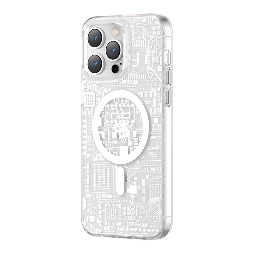 Kingxbar Pqy Geek Series magnetyczne etui do iPhone 14 Plus MagSafe srebrne