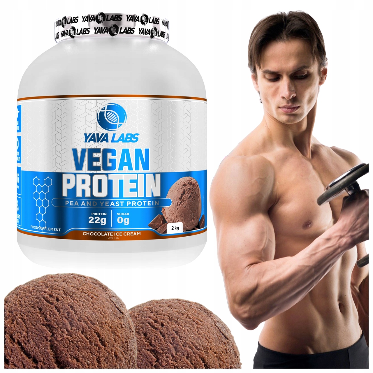 Yava Labs Vegan Protein 2 kg Čokoládová zmrzlina