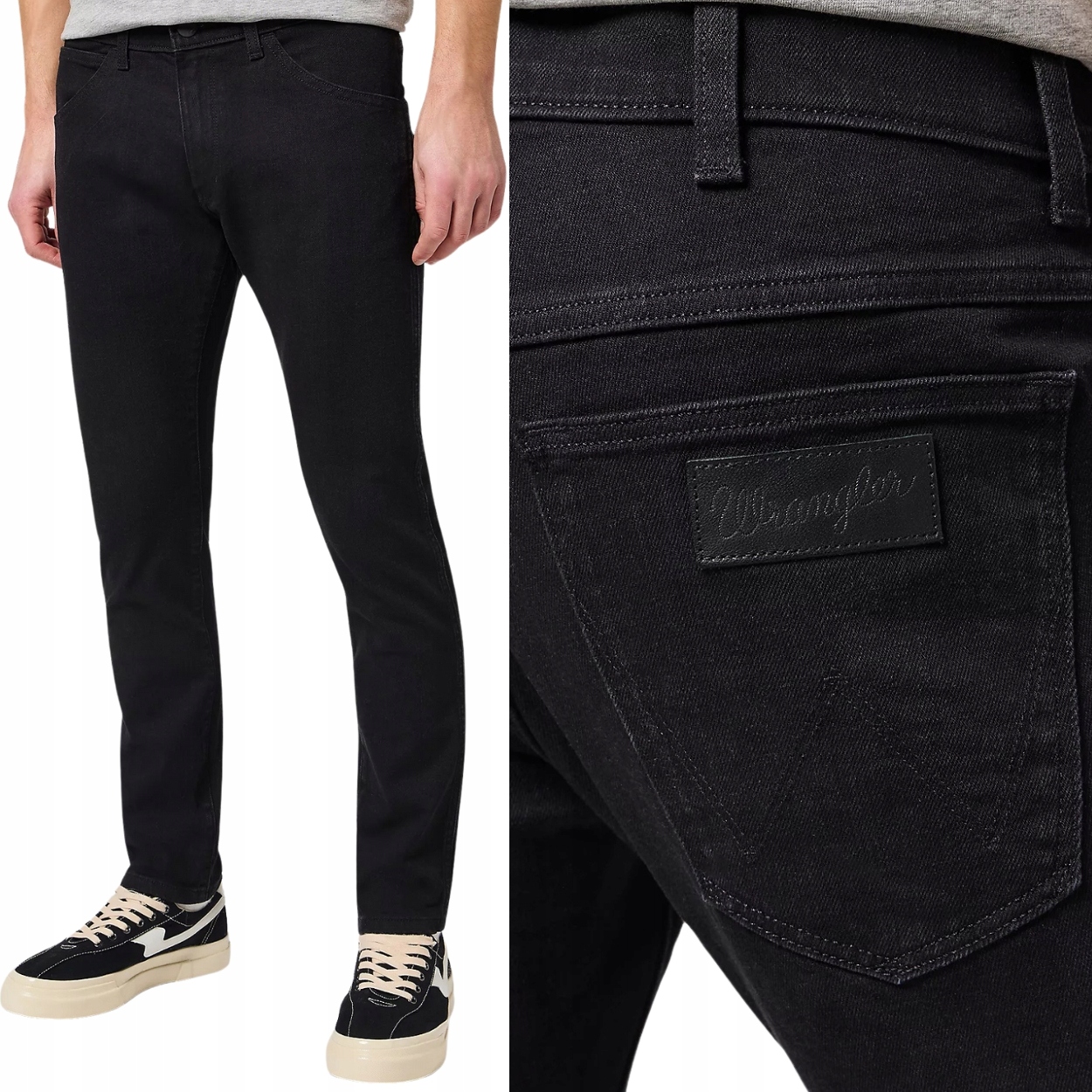 Wrangler Bryson skinny Atmosphere czarne spodnie jeansowe rurki W28 L34