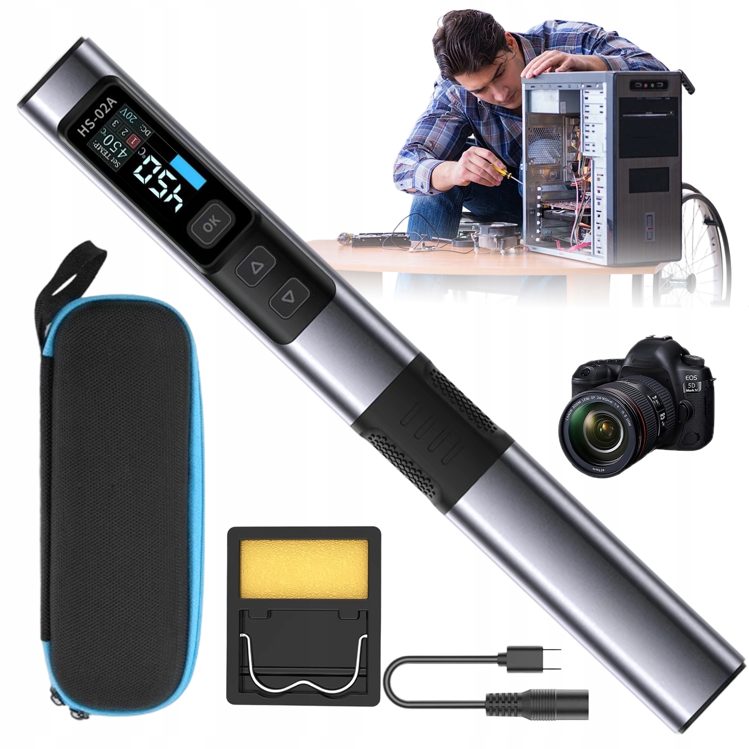 Elektrická Páječka 100W Usb S Regulací Teploty, Displej Ips Pro Opravy