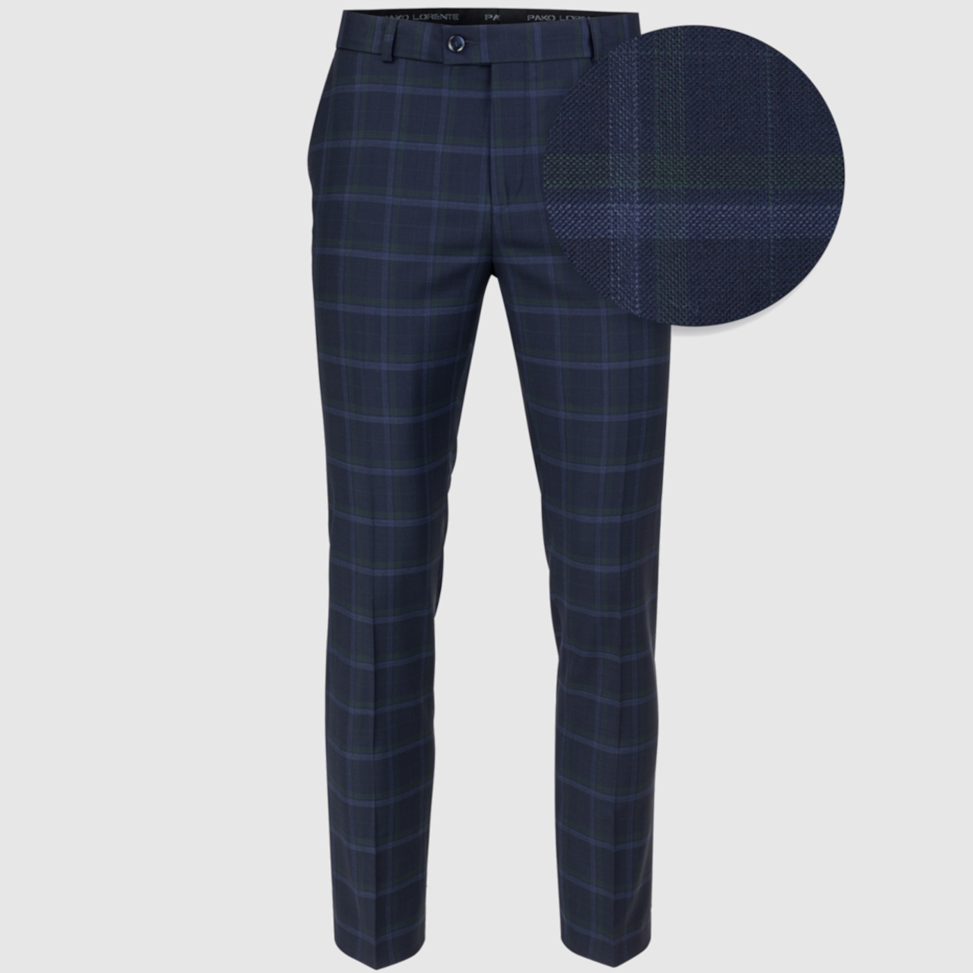 Tmavě modré kostkované oblekové kalhoty 100% vlna Pako Lorente 188/96