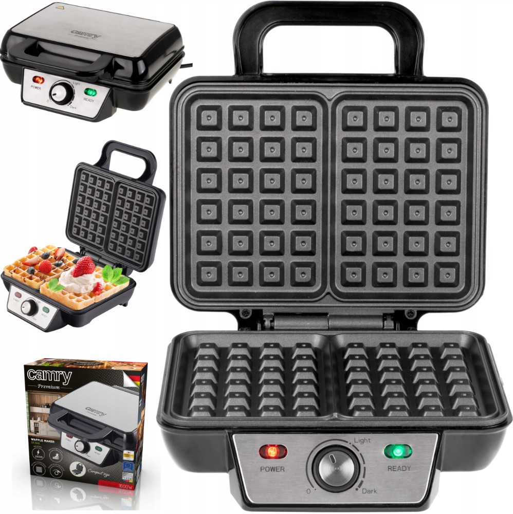 GOFROWNICA METALOWA CAMRY CR 3046 1600W Z REGULACJĄ 2 GOFRY XL