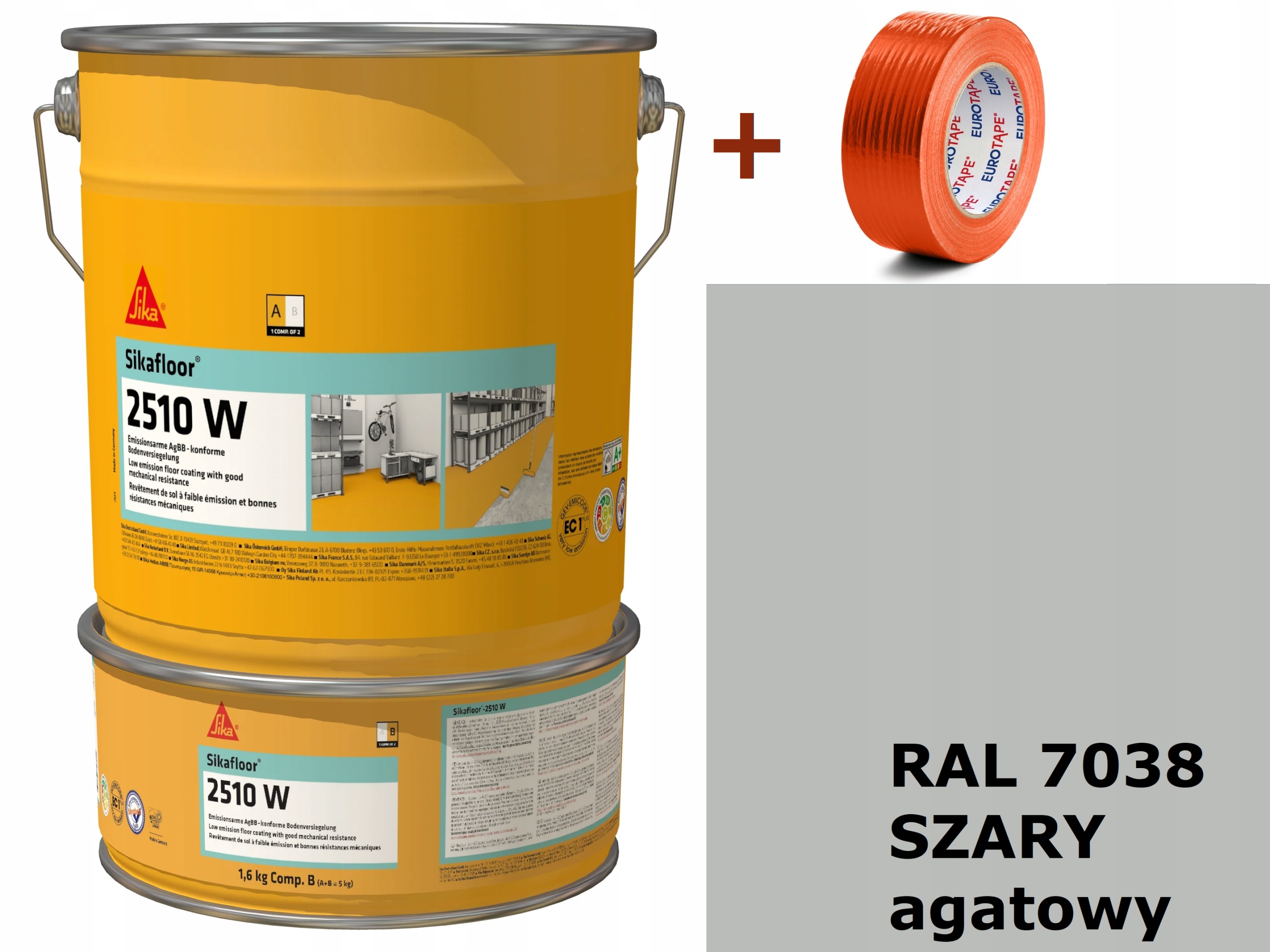 5kg Żywica na beton farba powłoka epoksydowa Sikaflor 2510W Szary RAL7038