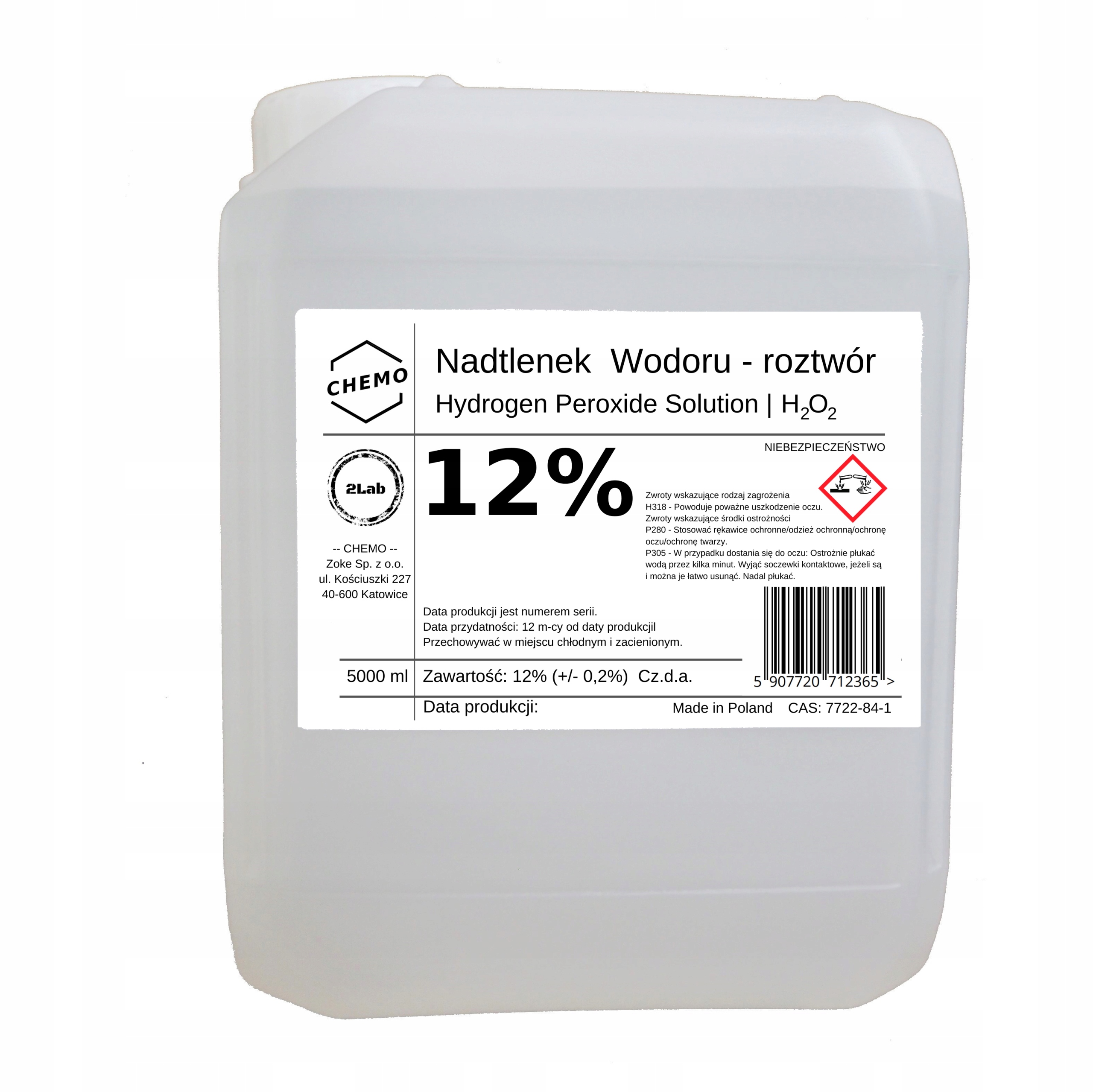 

Nadtlenek Wodoru 12%. Woda Utleniona.5000 ml. Czda