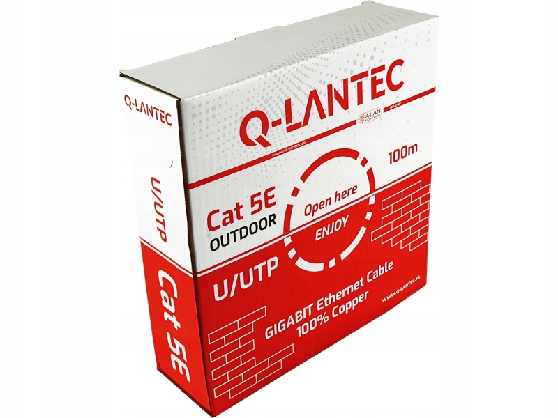Kabel skrętka Utp Q-lantec kat. 5e zewnętrzny, suchy 100m (KIU5OUTS100Q)