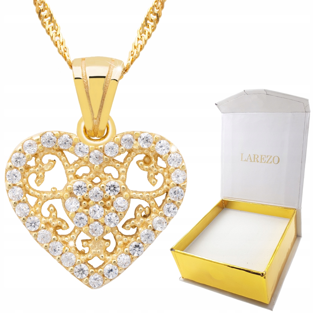 Zlatý náhrdelník Zirkony Srdce Heart stříbro 925