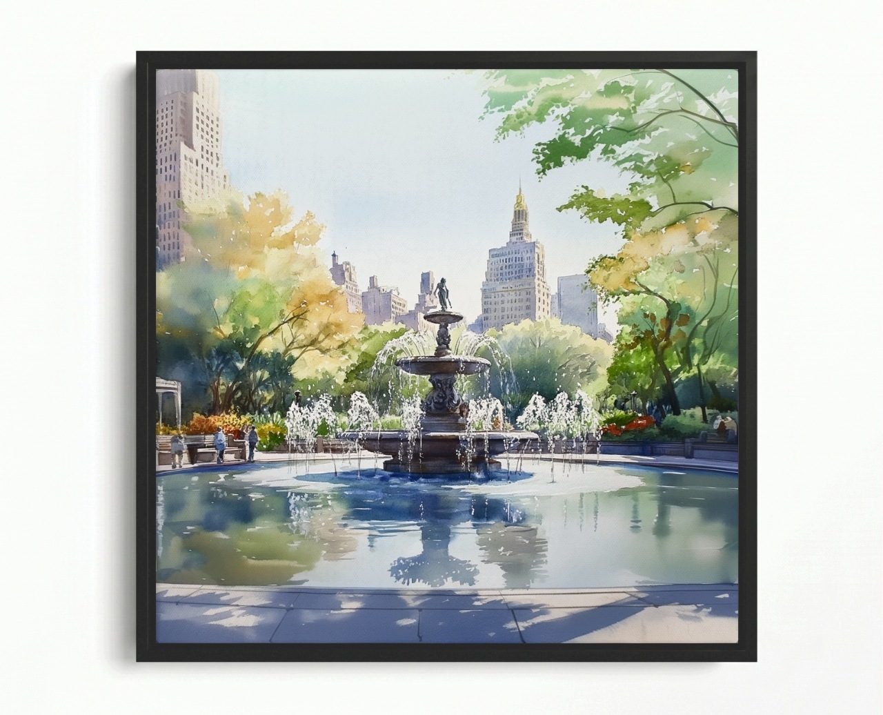 Obraz Rama American Box Město Nyc New York Central Park Fontána 40x40