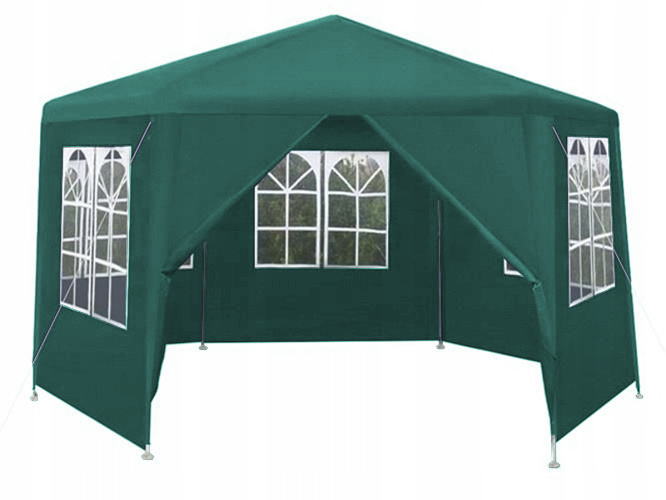 Pawilon Záhradný stan Altana 4x4 m Zelený 6 stien Hexagon 2x2x2