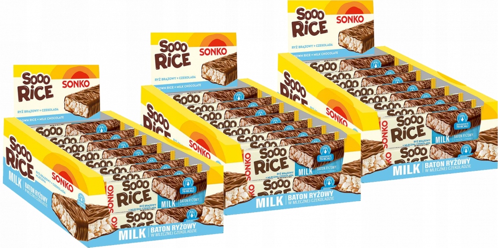 Baton ryżowy Sonko Sooo Rice Milk, w czekoladzie mlecznej, 16g x54
