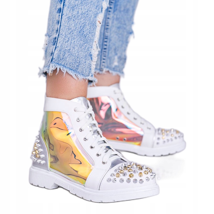 

Białe Srebrny Skóra ekologiczna Buty r.38