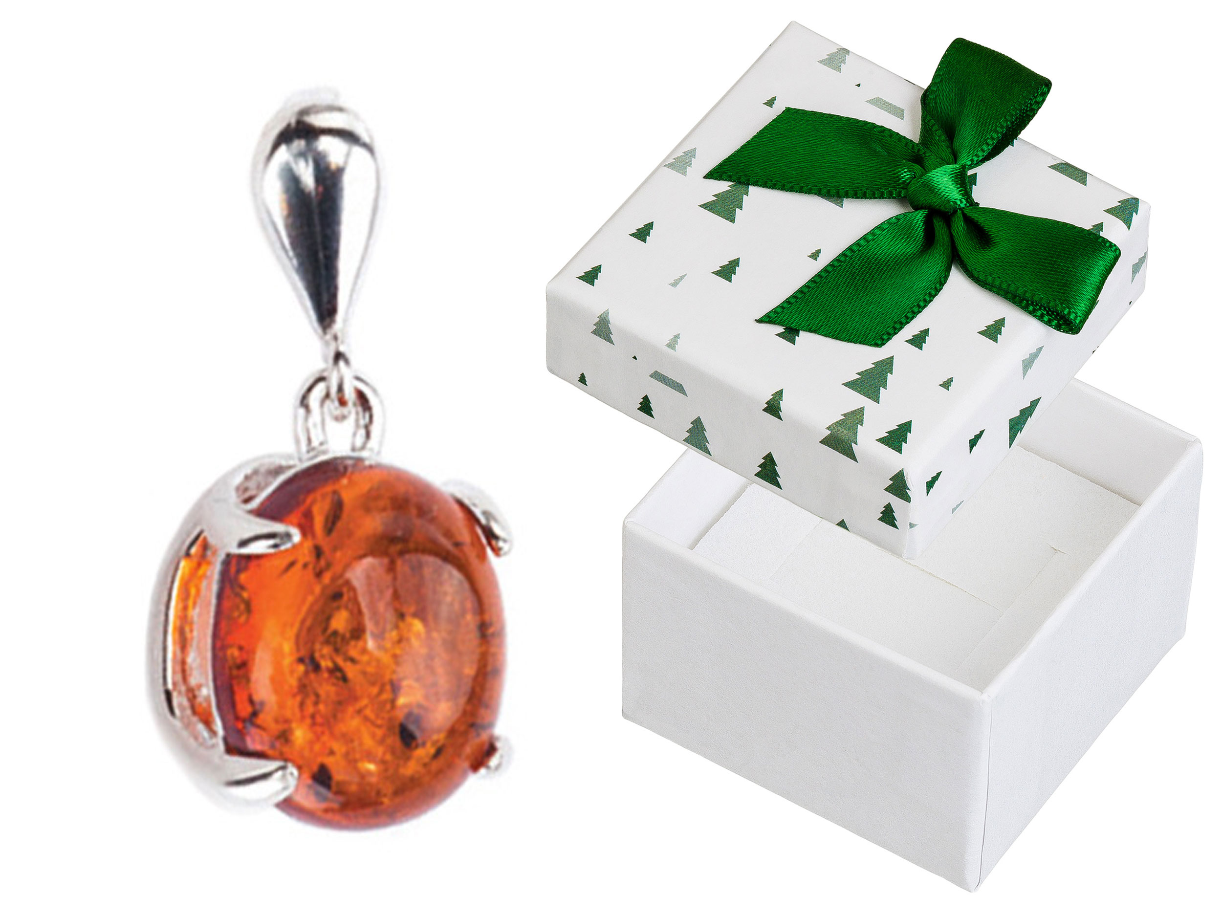 Stříbrný oválný přívěsek s jantarem Malý dámský Přívěsek Ovál Stříbro 925